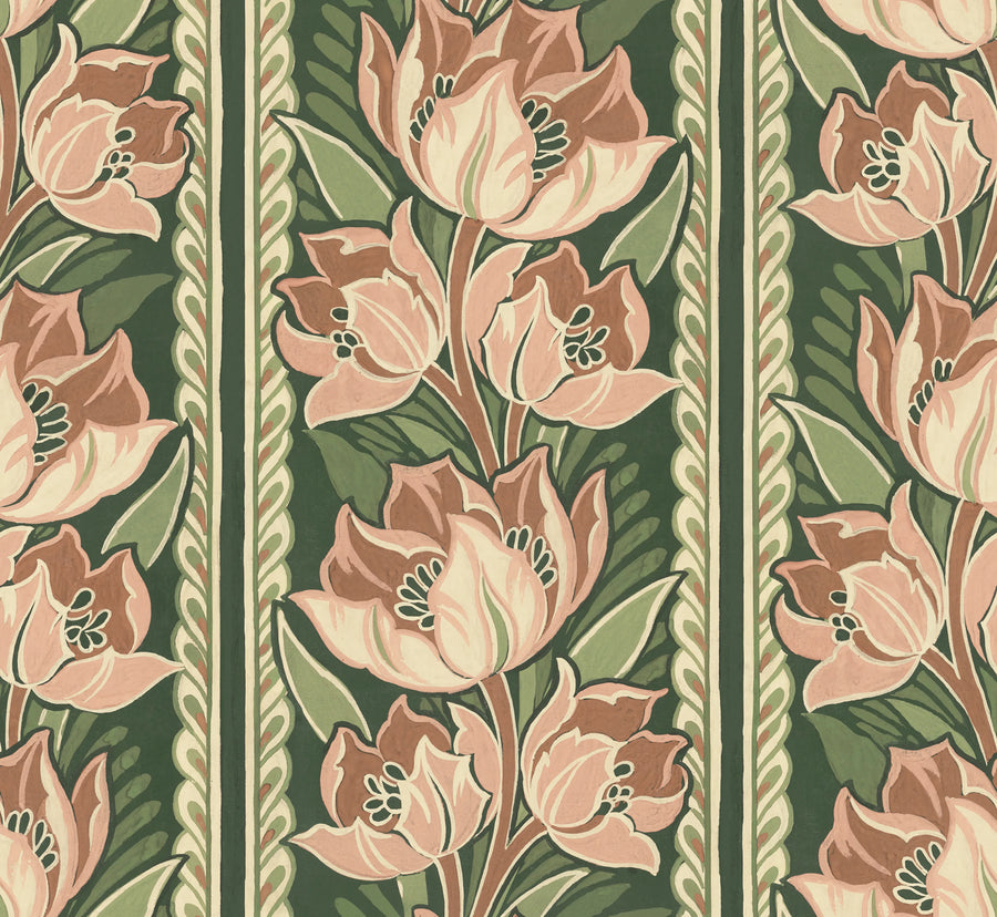 Tulip Stripes, Pink Mural Wallpaper
