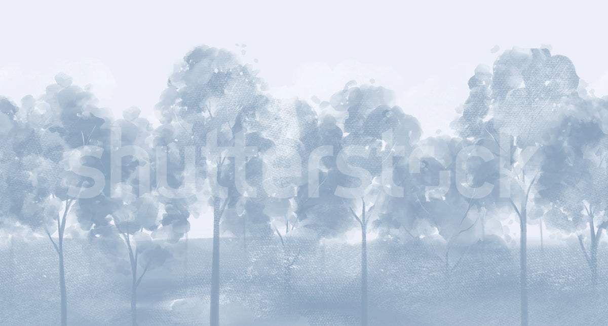 Misty Grove, Blue Mural Wallpaper - pure wallpaper artwork