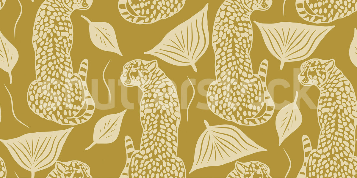 Whimsy Leopard, Yellow Mural Wallpaper - pure wallpaper artwork