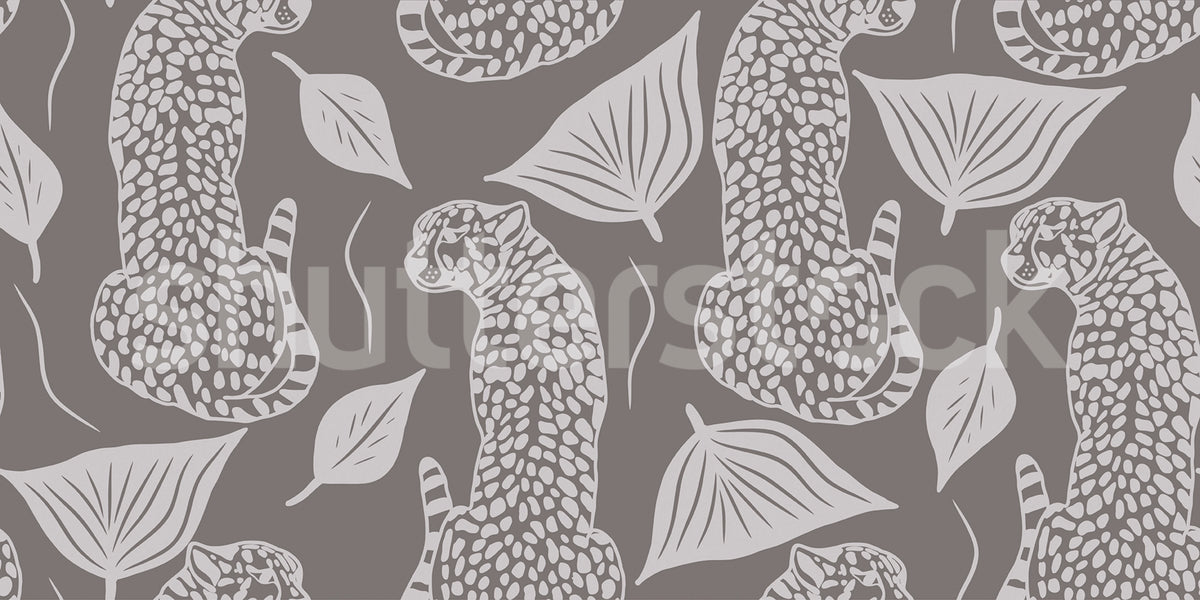Whimsy Leopard, Gray Mural Wallpaper - pure wallpaper artwork