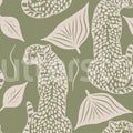 Whimsy Leopard, Green Mural Wallpaper - pure wallpaper artwork