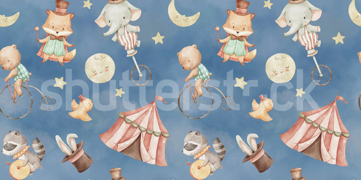 Circus Dream, Blue Mural Wallpaper - pure wallpaper artwork