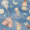 Circus Dream, Blue Mural Wallpaper - pure wallpaper artwork