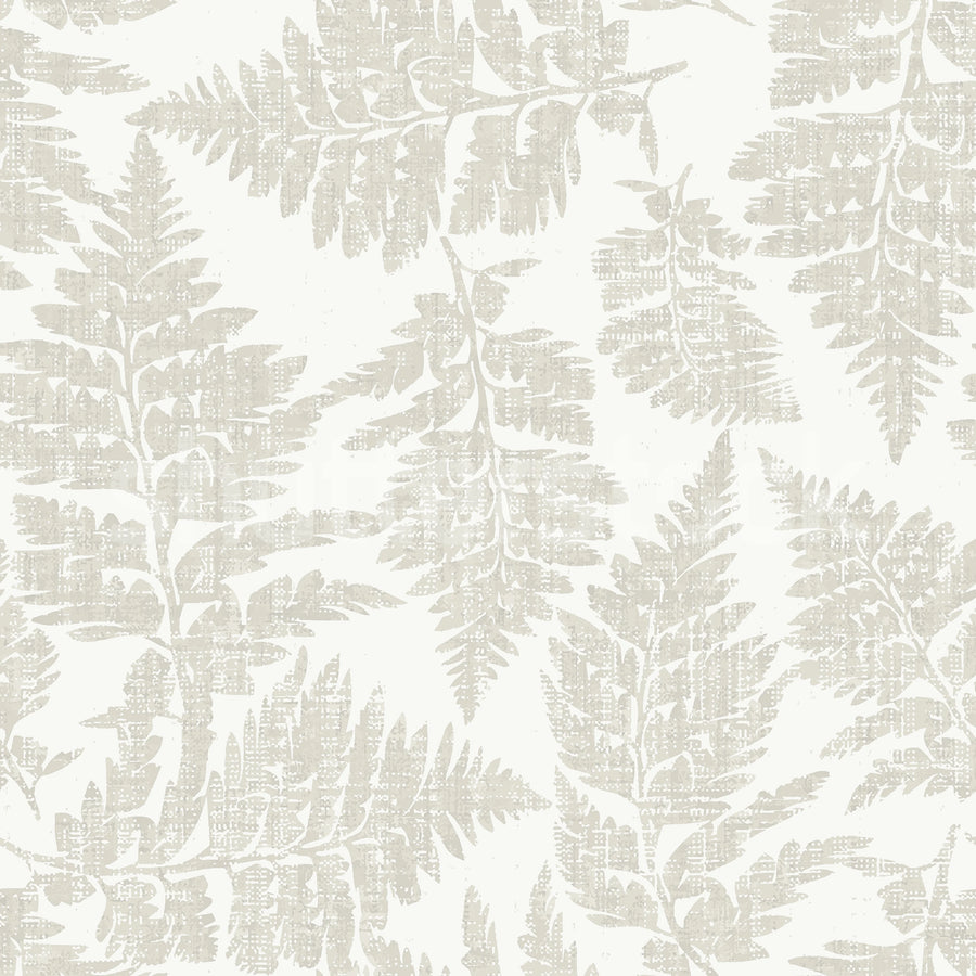 Fern Print, Gray Mural Wallpaper