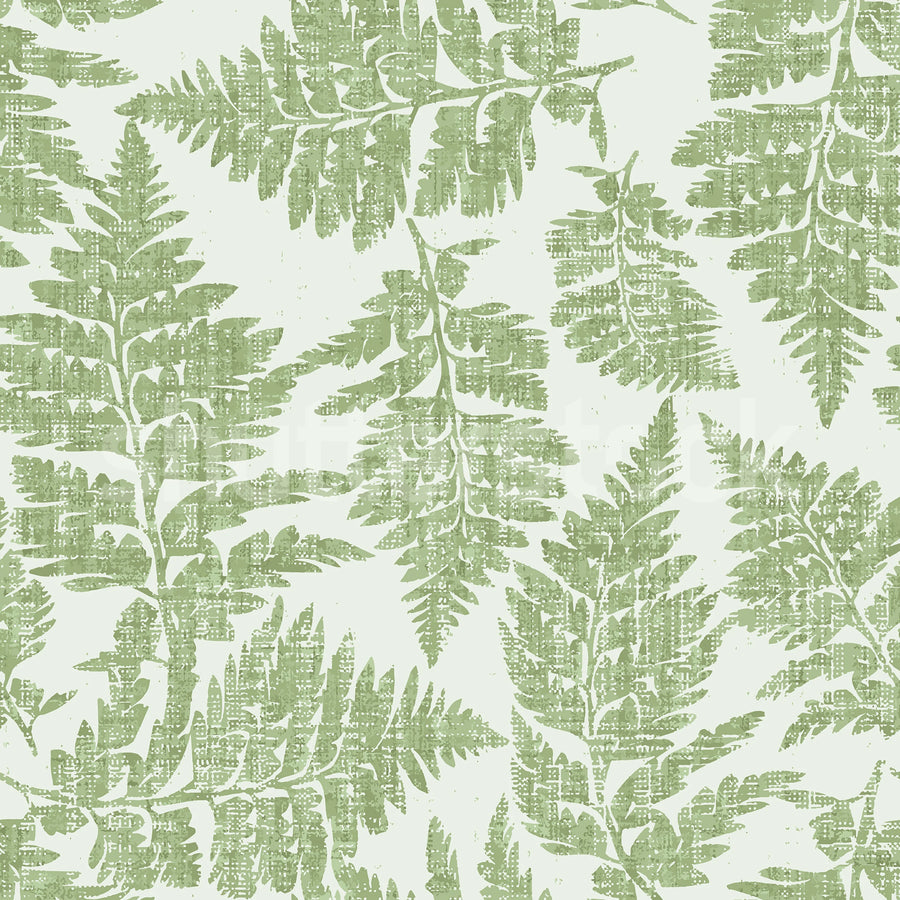 Fern Print, Green Mural Wallpaper