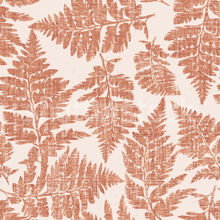 Fern Print, Rust Mural Wallpaper