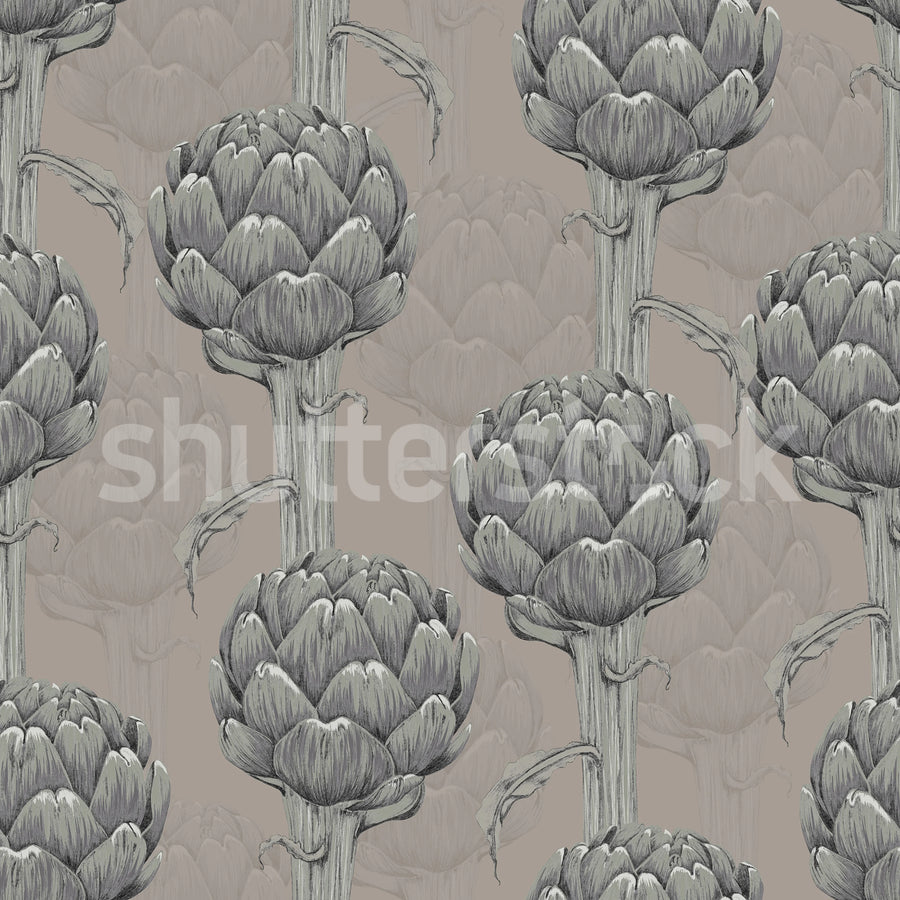 Cynara Grace, Soft Beige Mural Wallpaper
