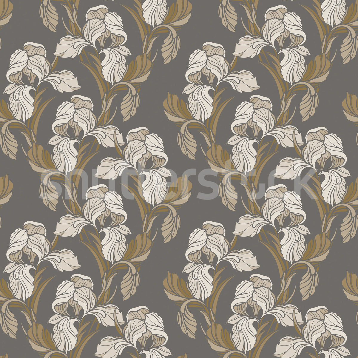Garland Flora, Brown Mural Wallpaper - pure wallpaper artwork