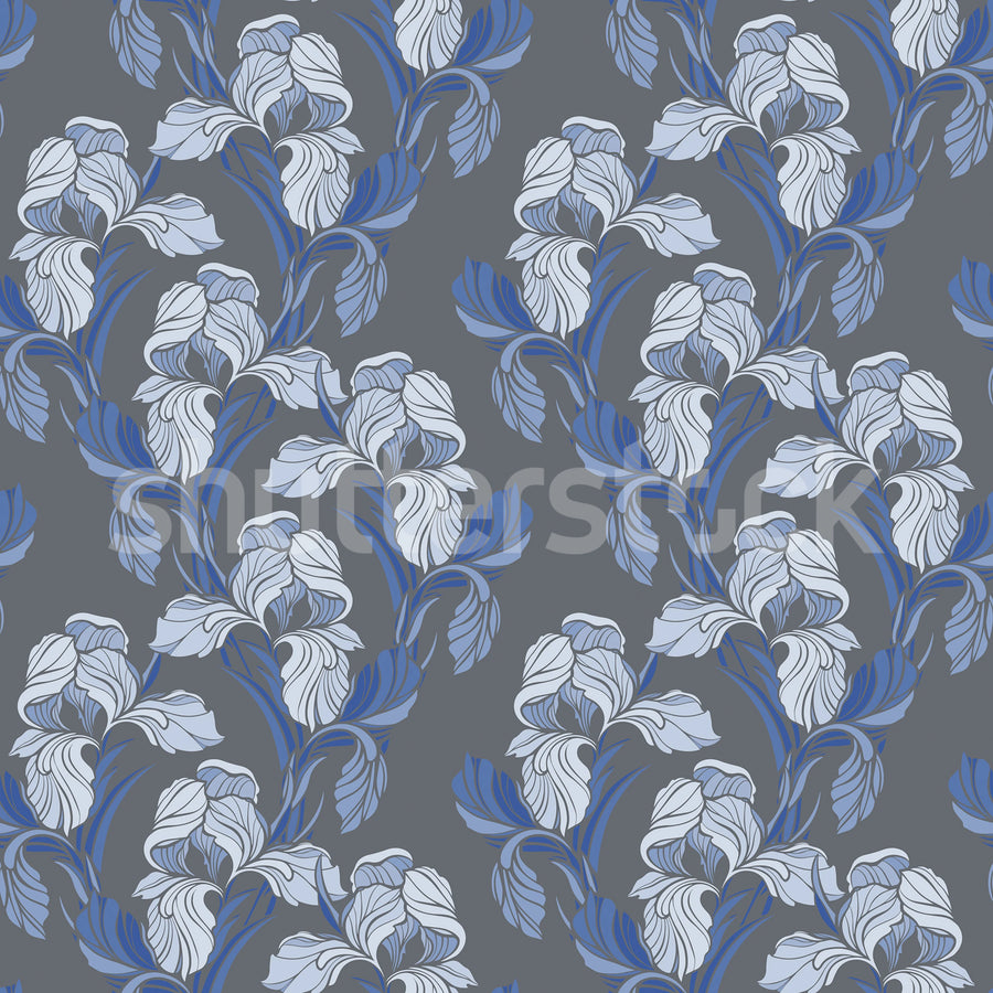 Garland Flora, Blue Mural Wallpaper