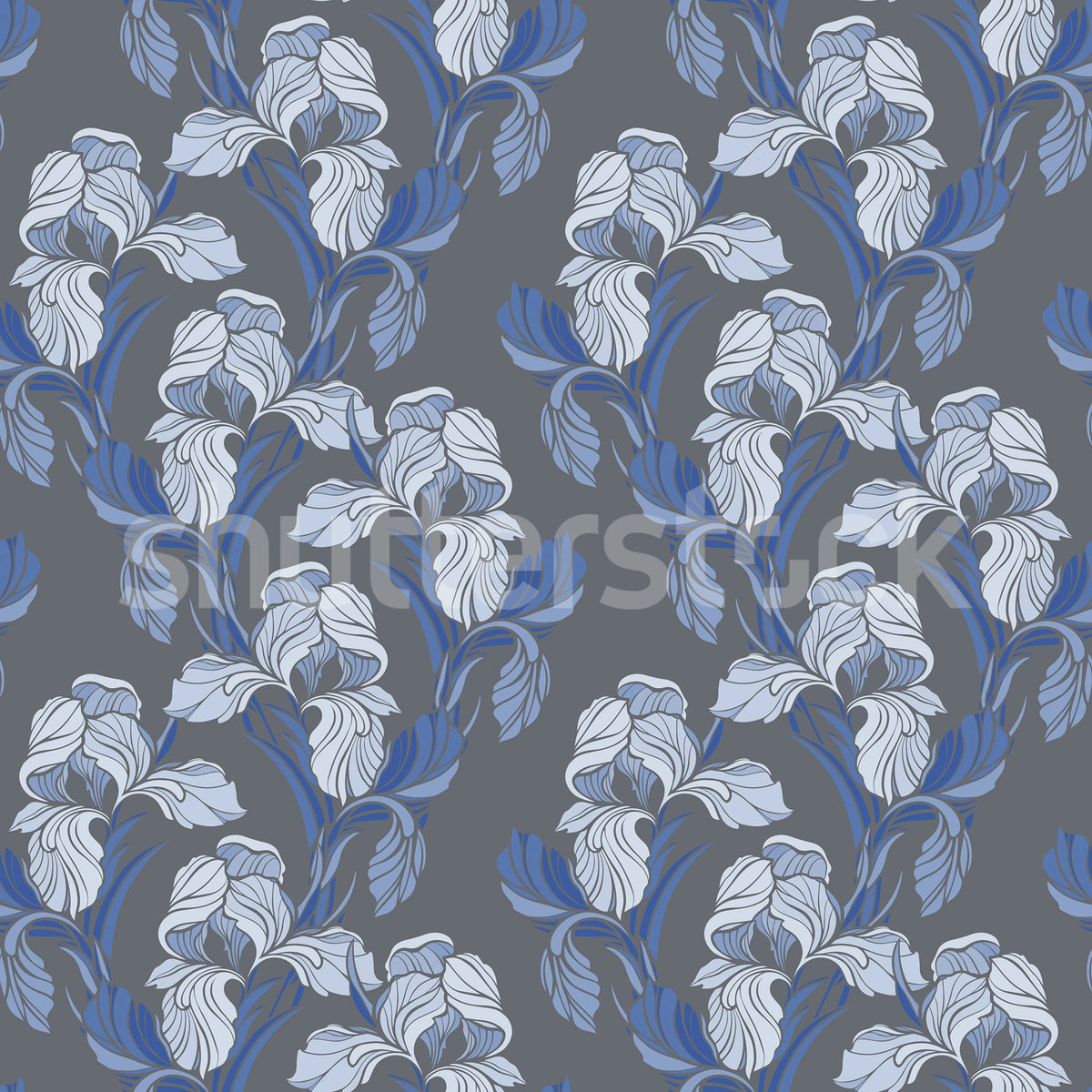 Garland Flora, Blue Mural Wallpaper - pure wallpaper artwork
