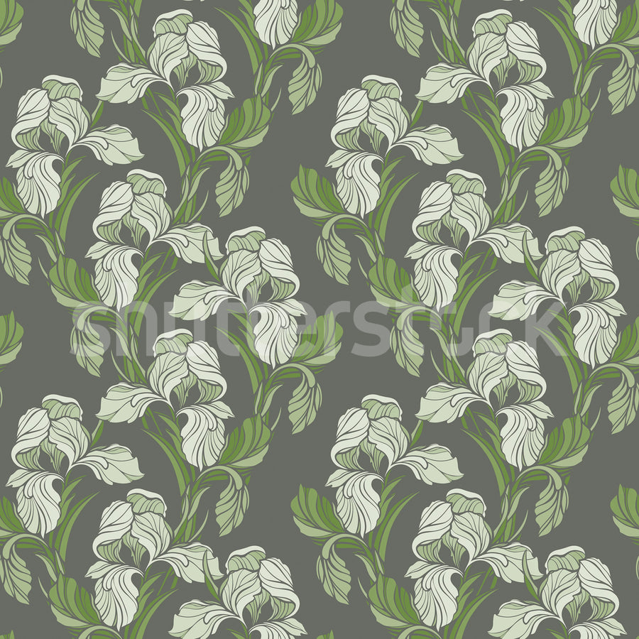 Garland Flora, Green Mural Wallpaper