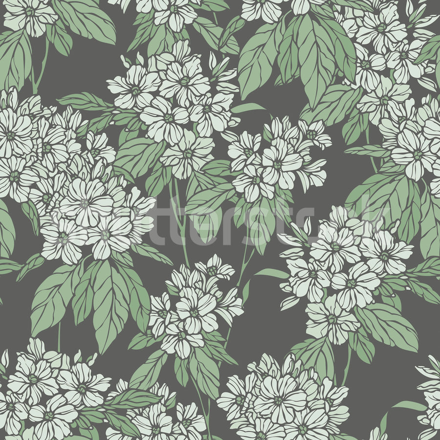 Jasmine Veil, Green Mural Wallpaper