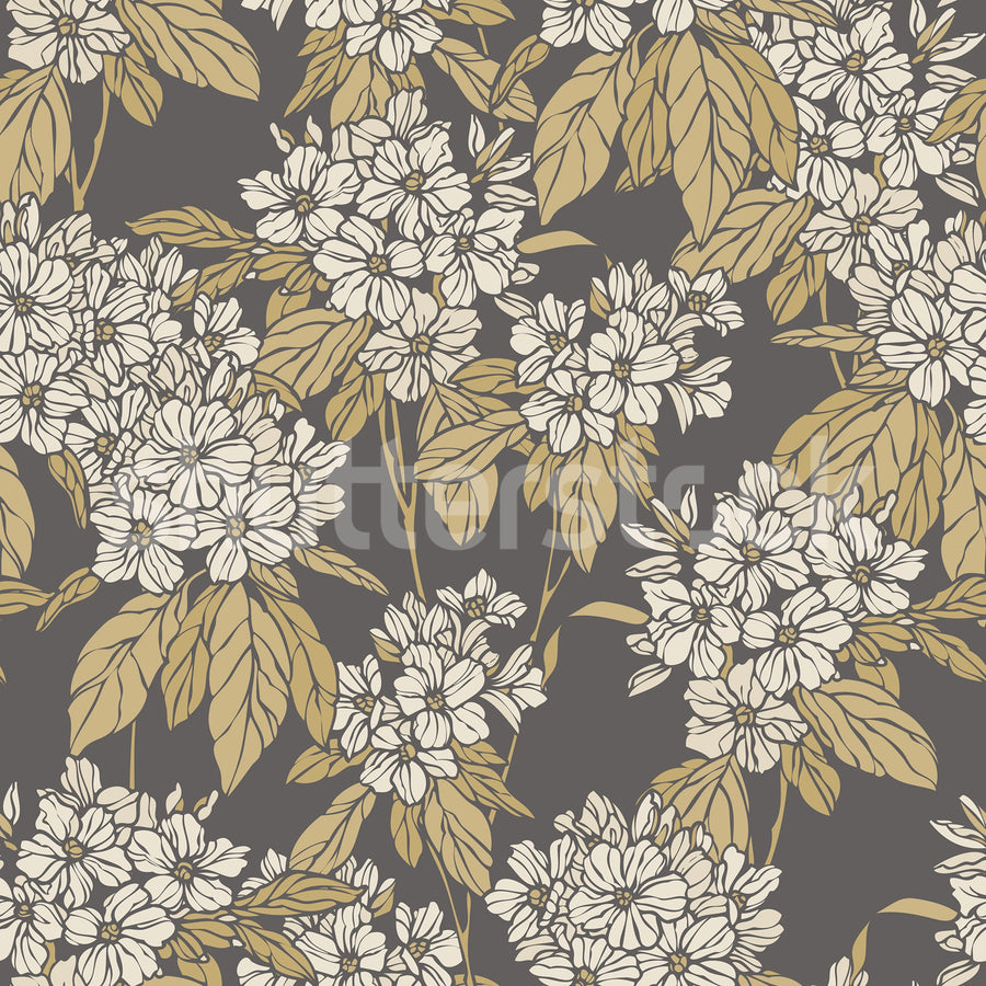 Jasmine Veil, Brown Mural Wallpaper