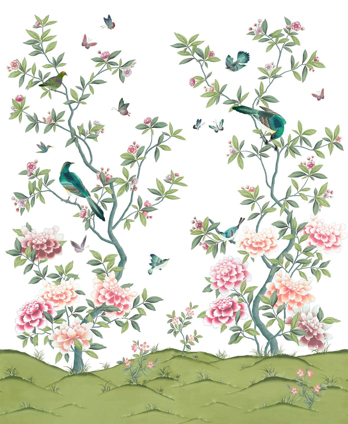 Garden of Harmony, White Mural Wallpaper - pure wallpaper artwork