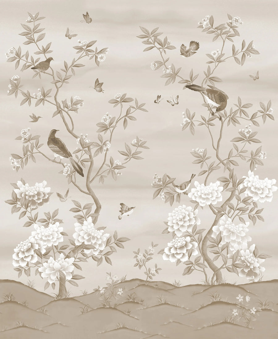 Garden of Harmony, Beige Mural Wallpaper