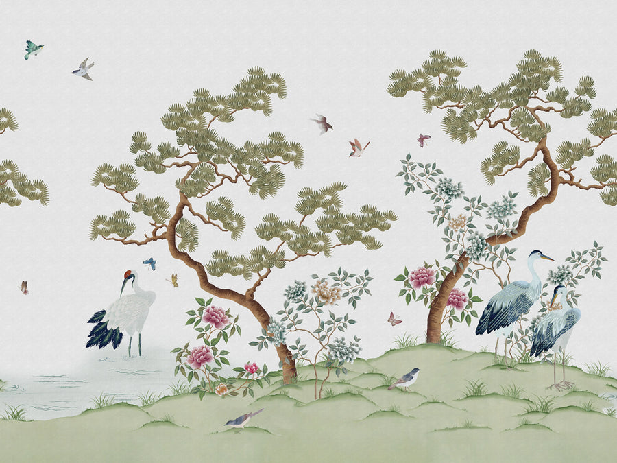 Pine Grove, White Mural Wallpaper