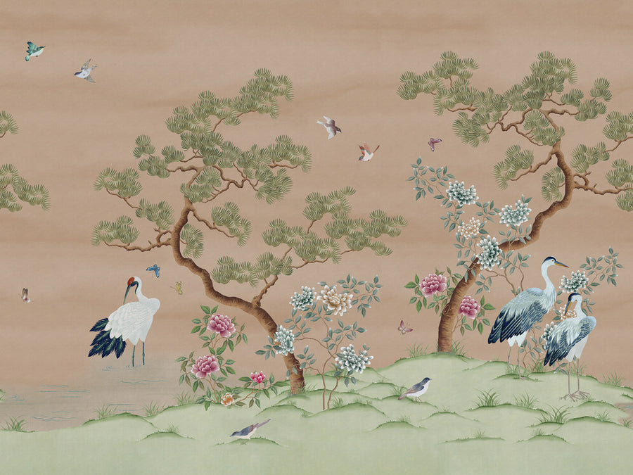 Pine Grove, Peach Mural Wallpaper