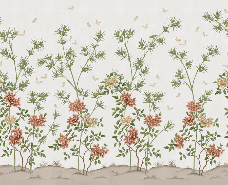 Eastern Bloom, White Mural Wallpaper