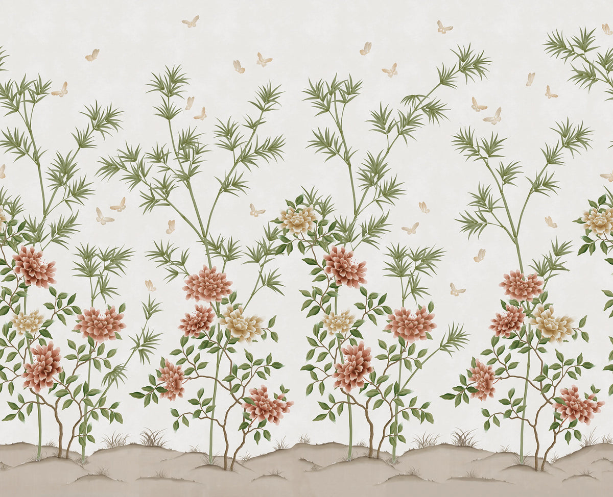 Eastern Bloom, White Mural Wallpaper - pure wallpaper artwork