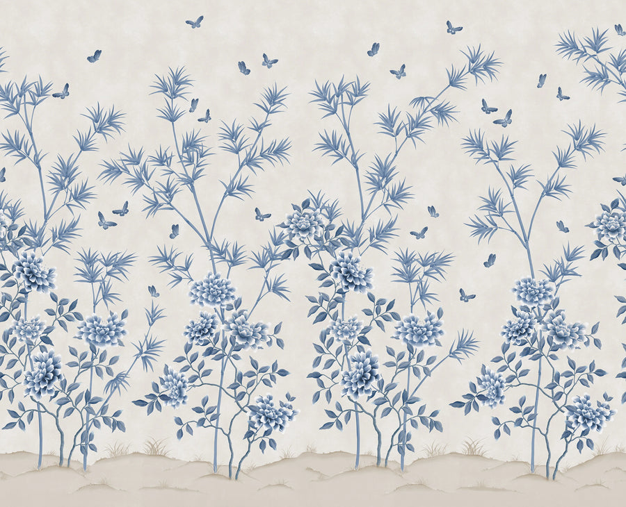 Eastern Bloom, Light Blue Mural Wallpaper