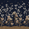 Eastern Bloom, Dark Blue Mural Wallpaper - pure wallpaper artwork