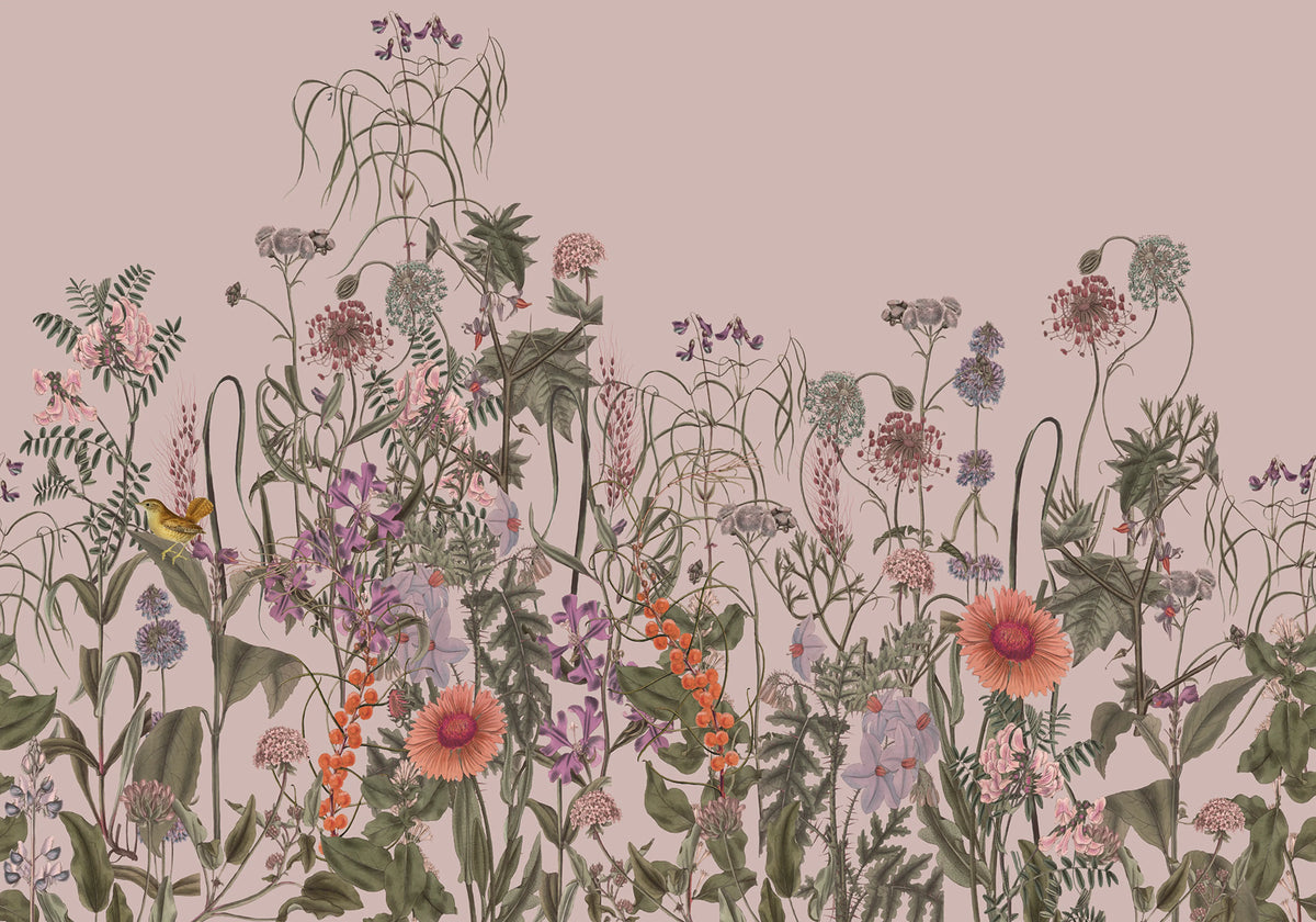 Springmeadow, Pink Mural Wallpaper - pure wallpaper artwork