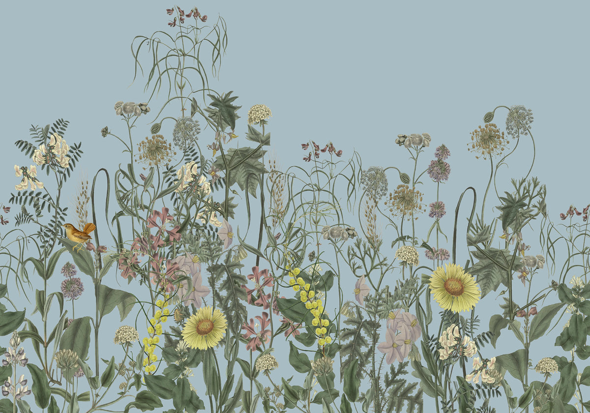 Springmeadow, Blue Mural Wallpaper - pure wallpaper artwork