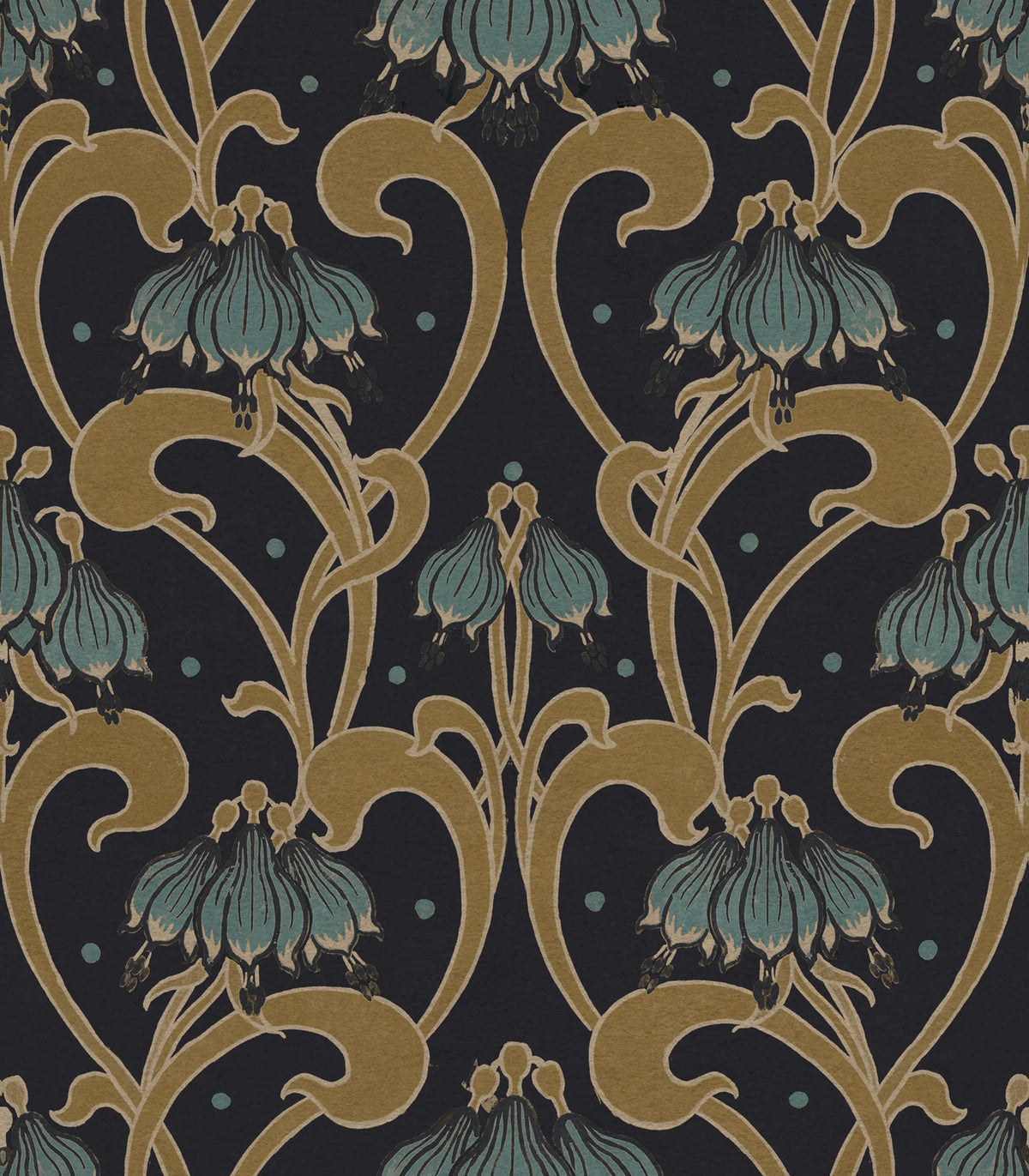 Art Nouveau Flower, Brown Mural Wallpaper - pure wallpaper artwork
