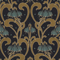 Art Nouveau Flower, Brown Mural Wallpaper - pure wallpaper artwork