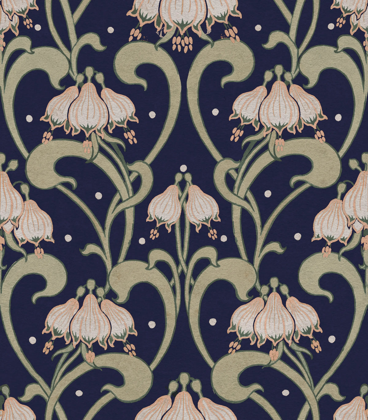 Art Nouveau Flower, Blue Mural Wallpaper - pure wallpaper artwork
