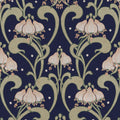 Art Nouveau Flower, Blue Mural Wallpaper - pure wallpaper artwork