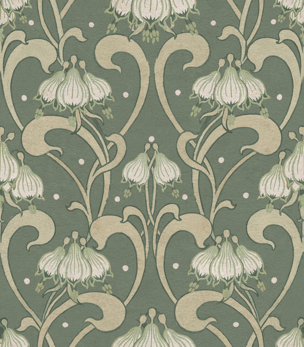 Art Nouveau Flower, Green Mural Wallpaper - pure wallpaper artwork