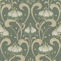 Art Nouveau Flower, Green Mural Wallpaper - pure wallpaper artwork