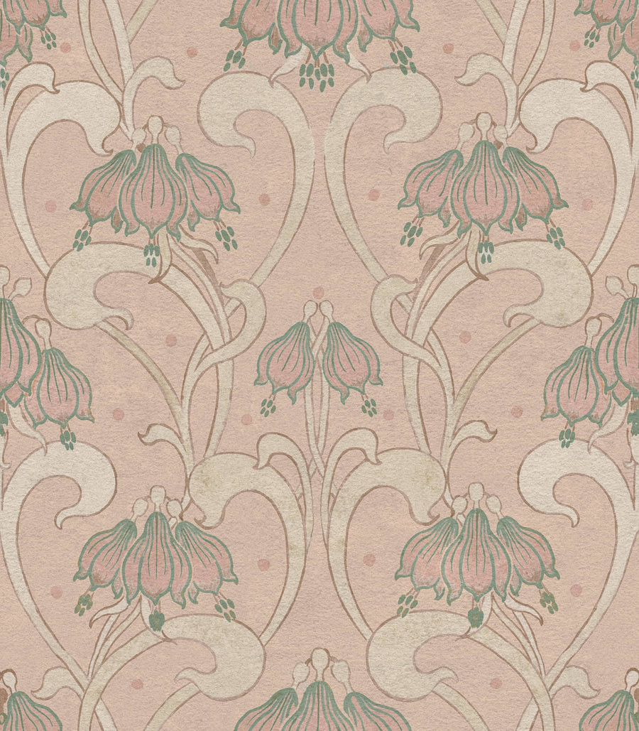 Art Nouveau Flower, Pink Mural Wallpaper