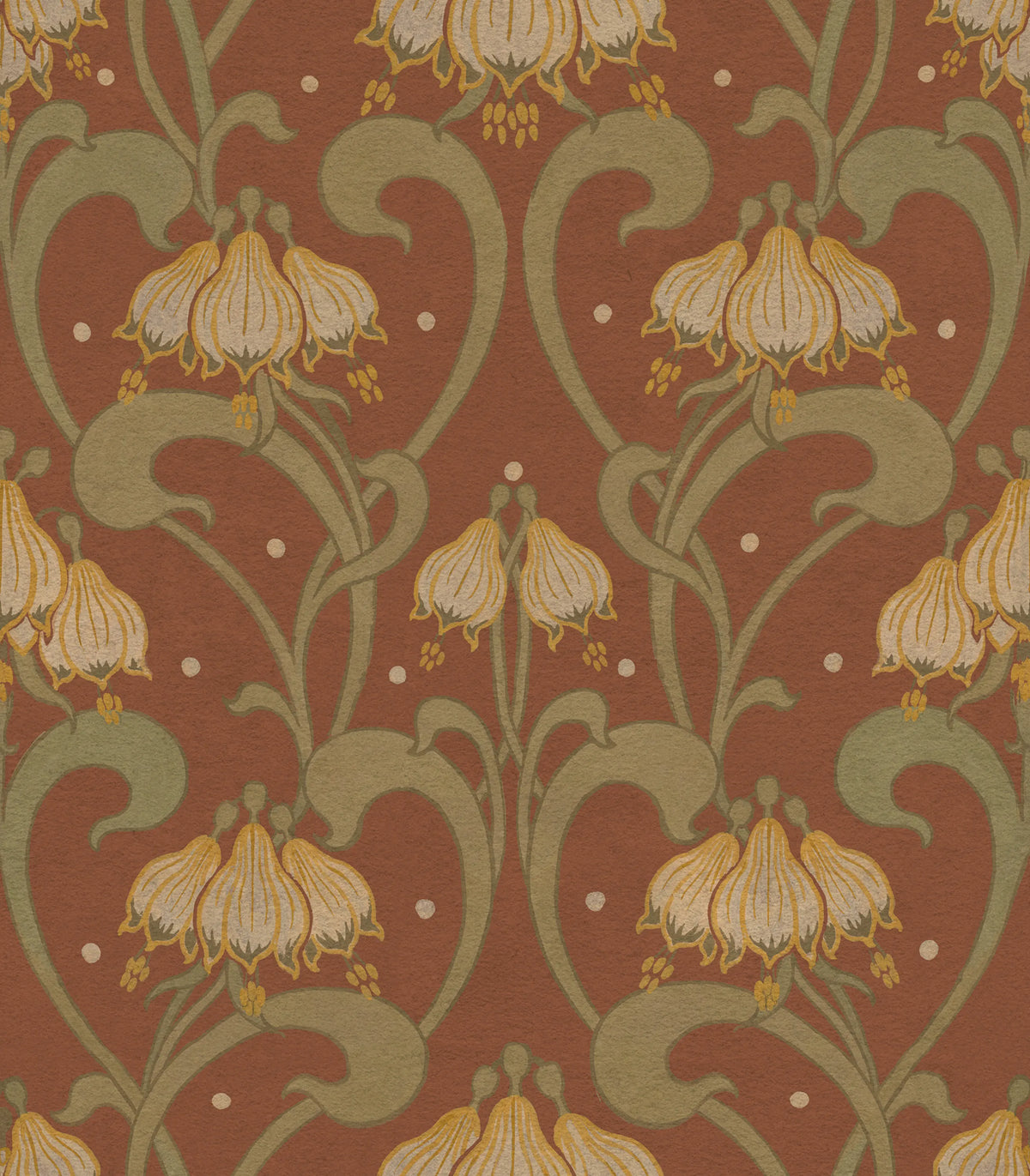 Art Nouveau Flower, Red Mural Wallpaper - pure wallpaper artwork