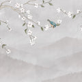 Bird in Tree, White Mural Wallpaper - pure wallpaper artwork
