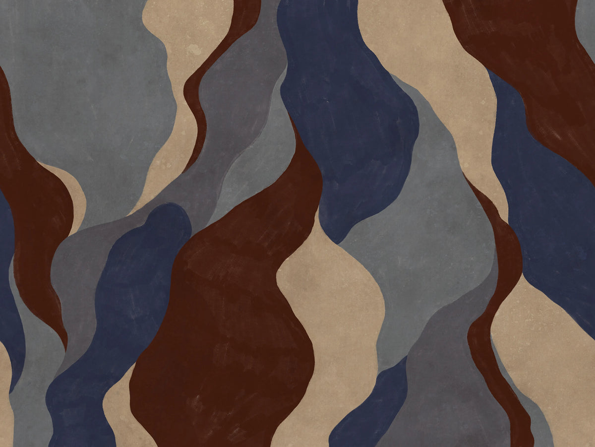 Flowing Forms, Dark Blue Mural Wallpaper - pure wallpaper artwork