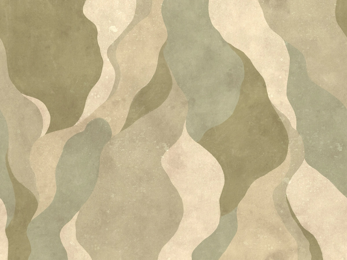 Flowing Forms, Green Mural Wallpaper - pure wallpaper artwork