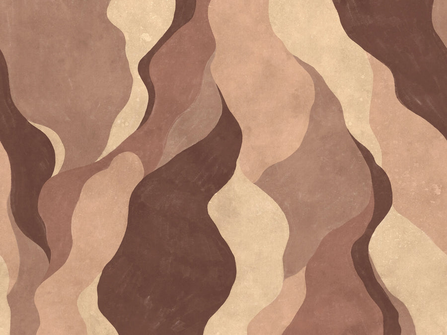 Flowing Forms, Burgundy Mural Wallpaper
