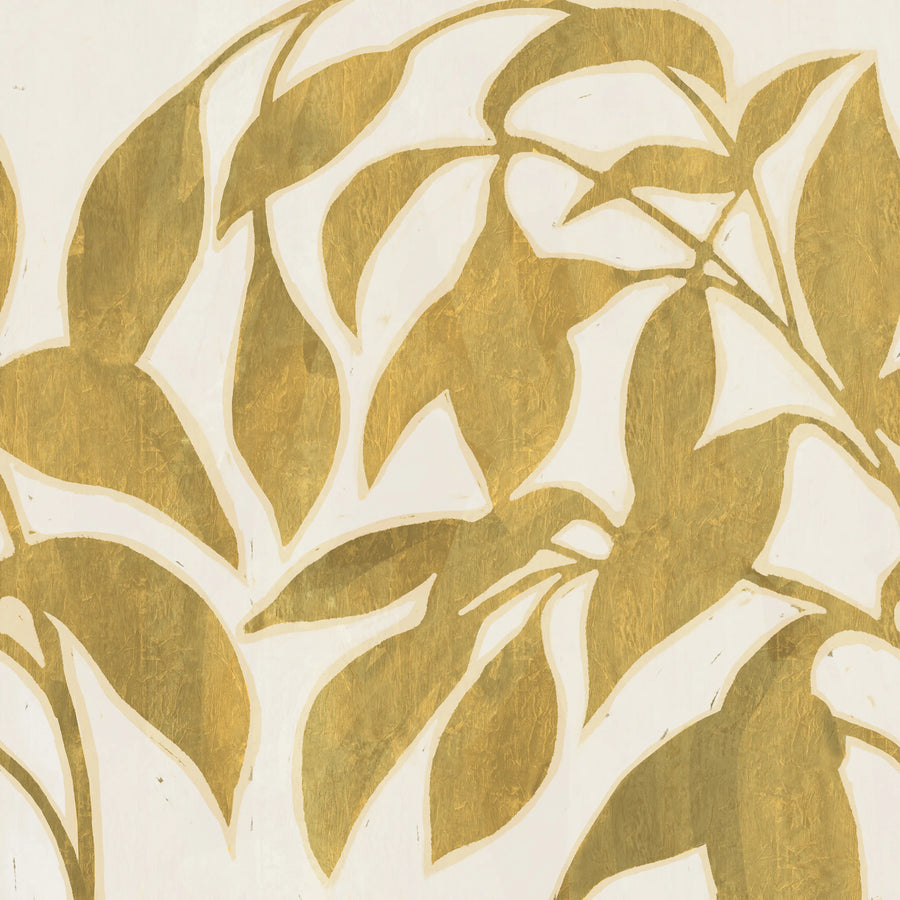 Leaf Silhouette, Yellow Mural Wallpaper