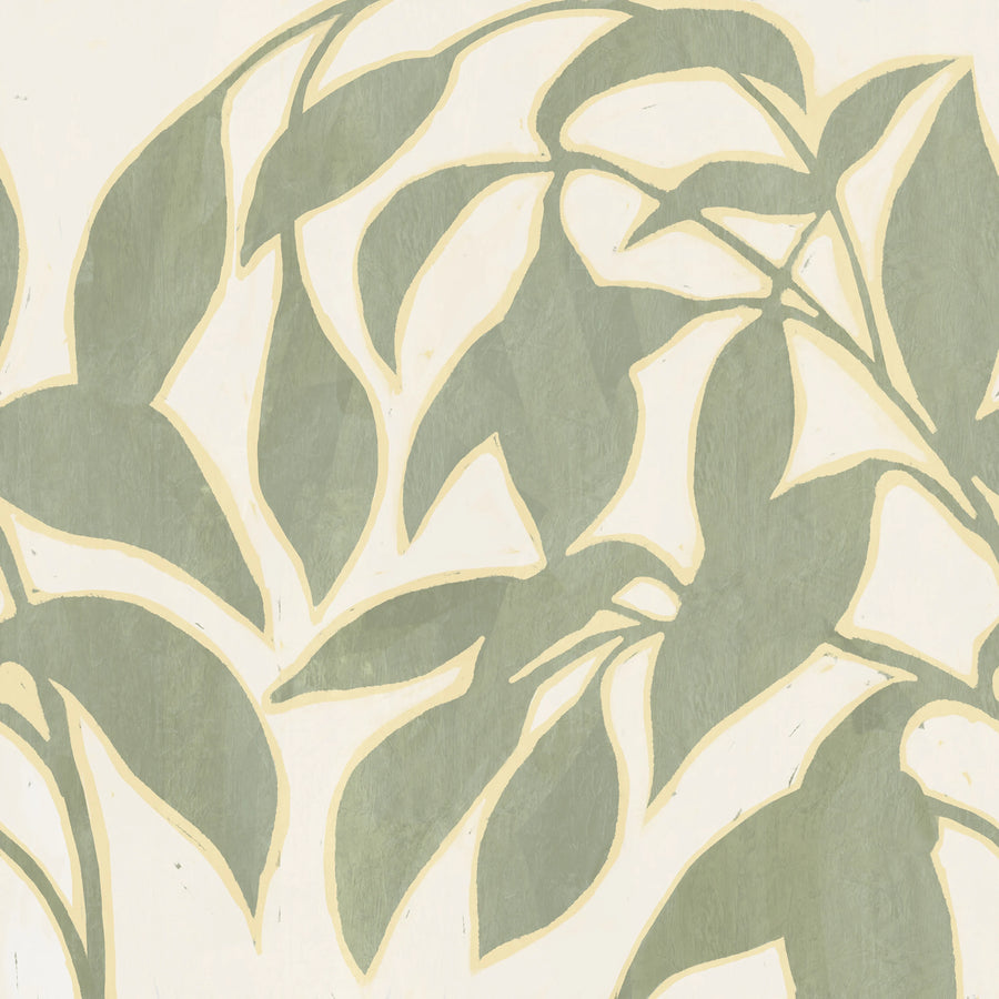 Leaf Silhouette, Green Mural Wallpaper