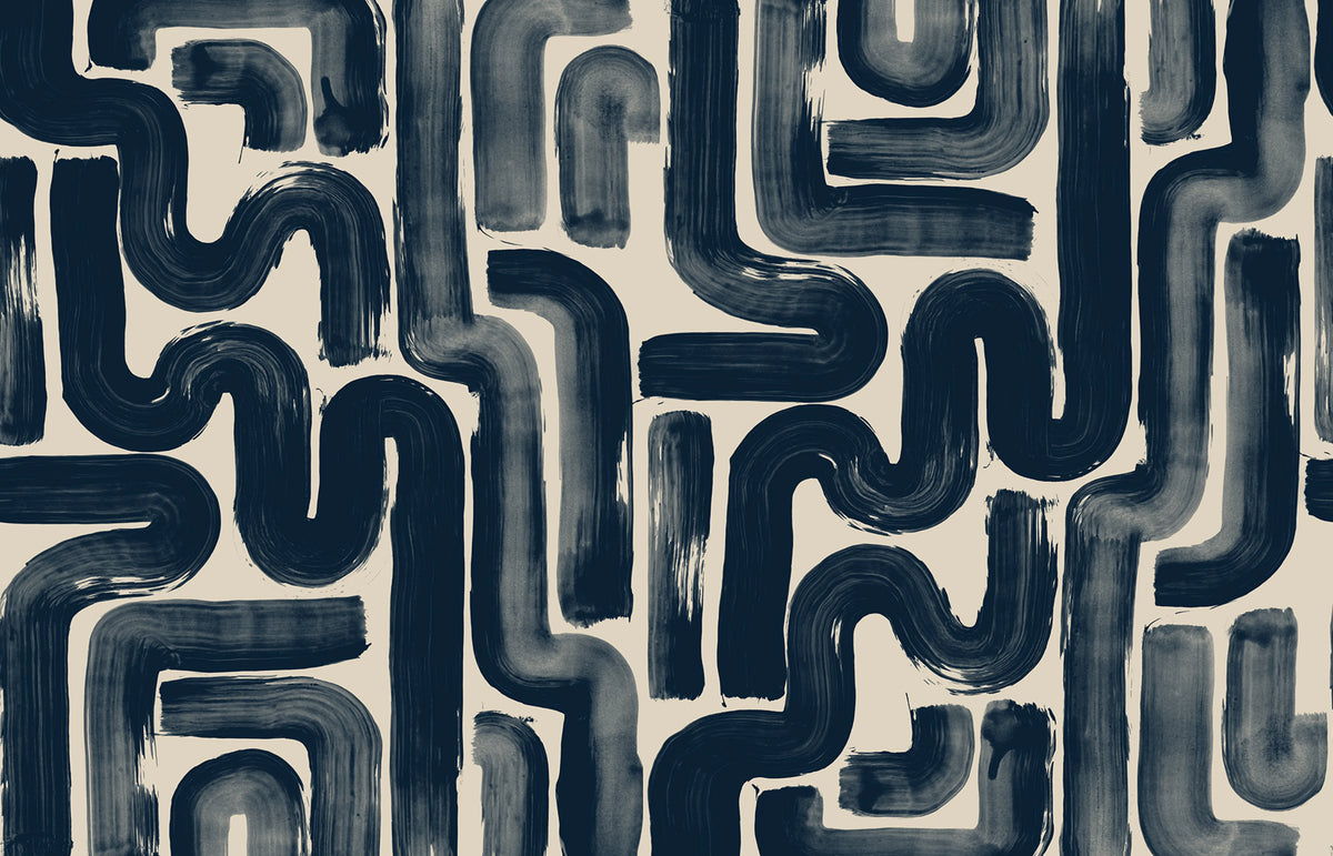 Drape Brush, Dark Blue Mural Wallpaper - pure wallpaper artwork