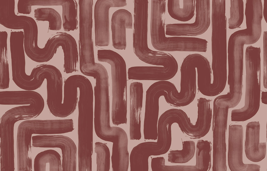 Drape Brush, Red Mural Wallpaper