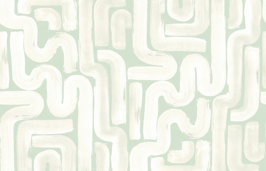 Drape Brush, Green Mural Wallpaper
