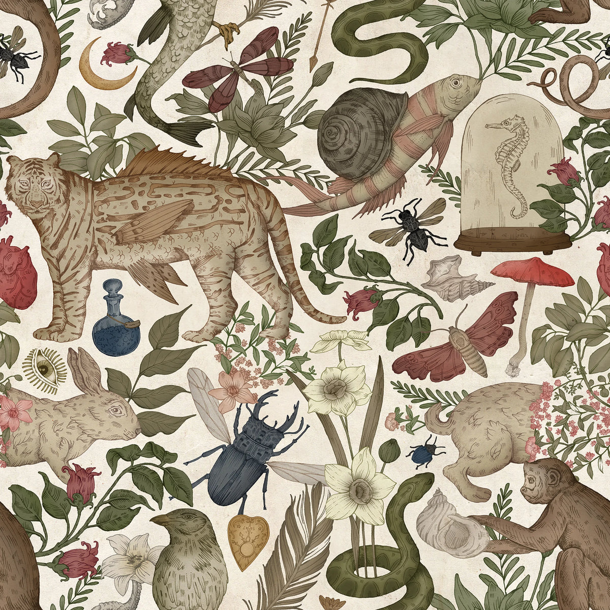 Animal Specials, Beige Mural Wallpaper - pure wallpaper artwork