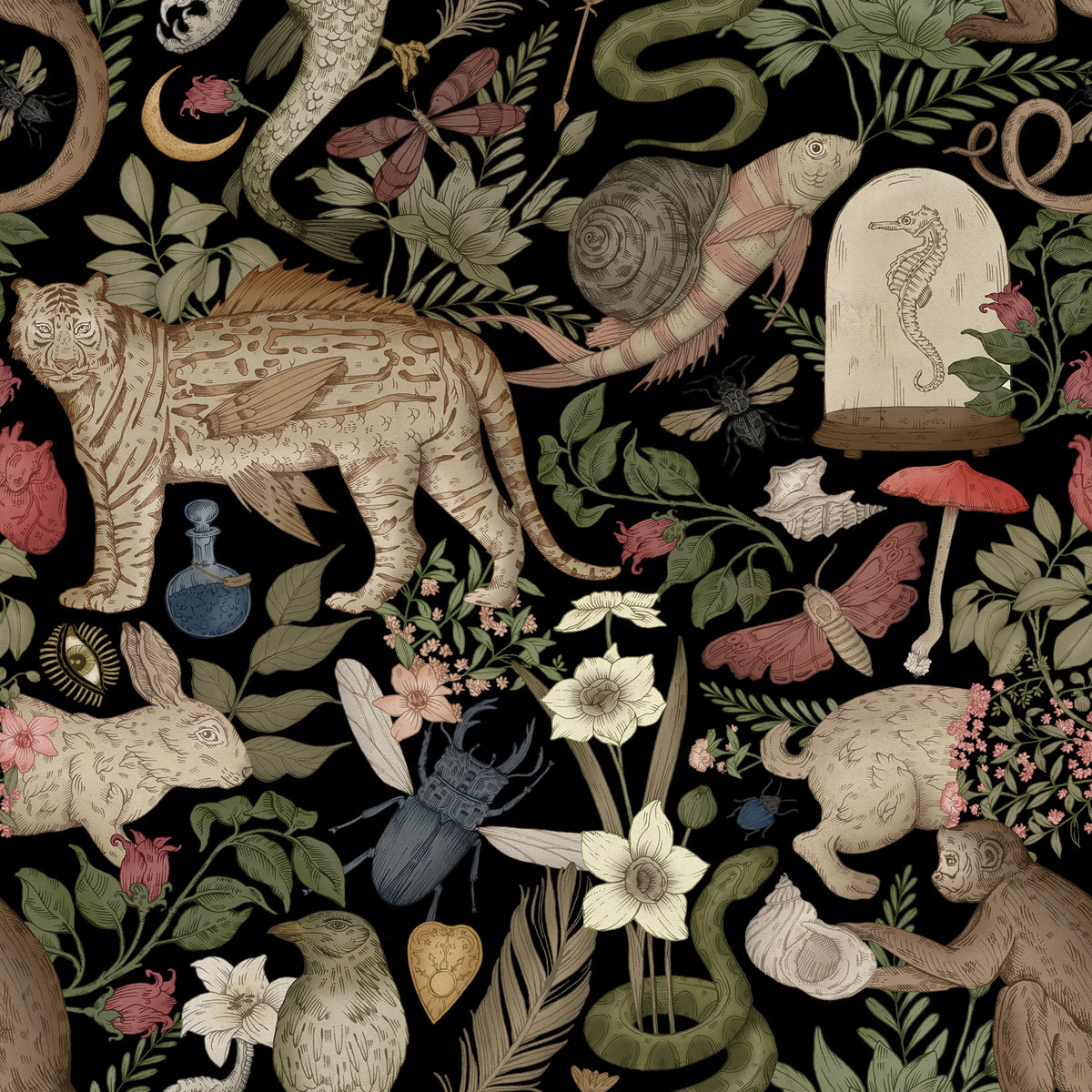 Animal Specials, Black Mural Wallpaper - pure wallpaper artwork