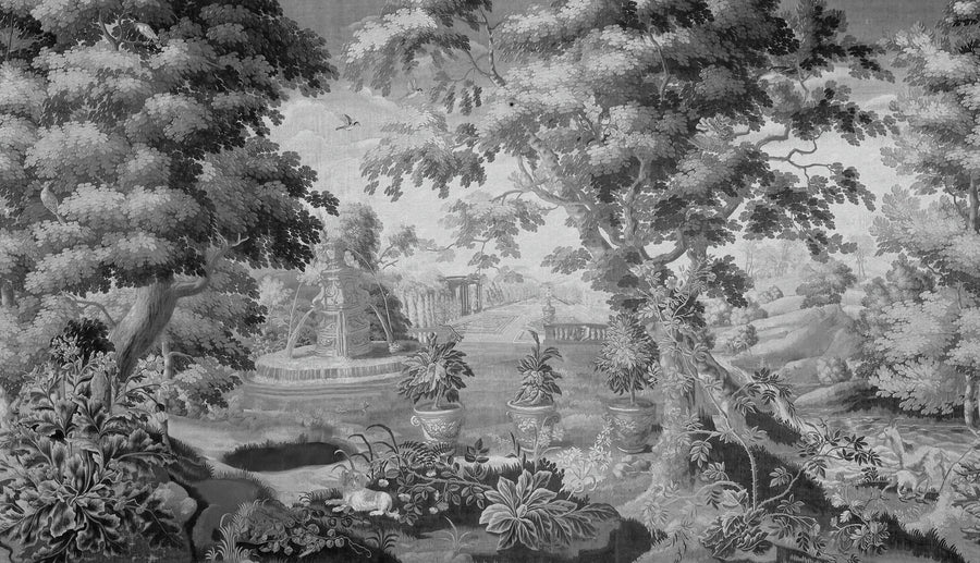 Antique Tapestry, Black & White Mural Wallpaper