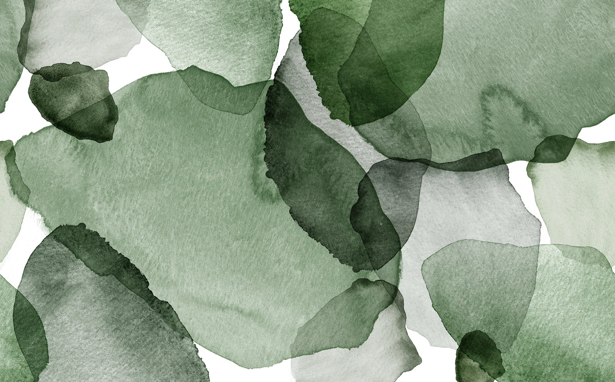 Shadow Petals, Green Mural Wallpaper - pure wallpaper artwork