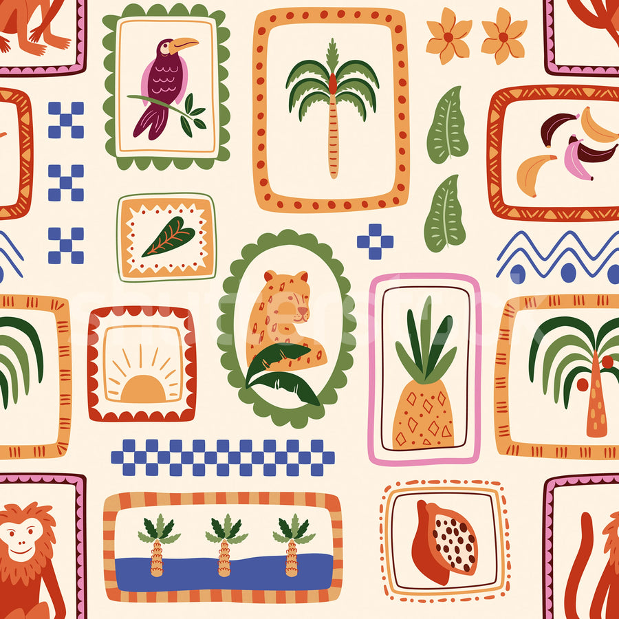 Jungle Frames, Rainbow Mural Wallpaper