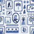 Jungle Frames, Blue Mural Wallpaper - pure wallpaper artwork